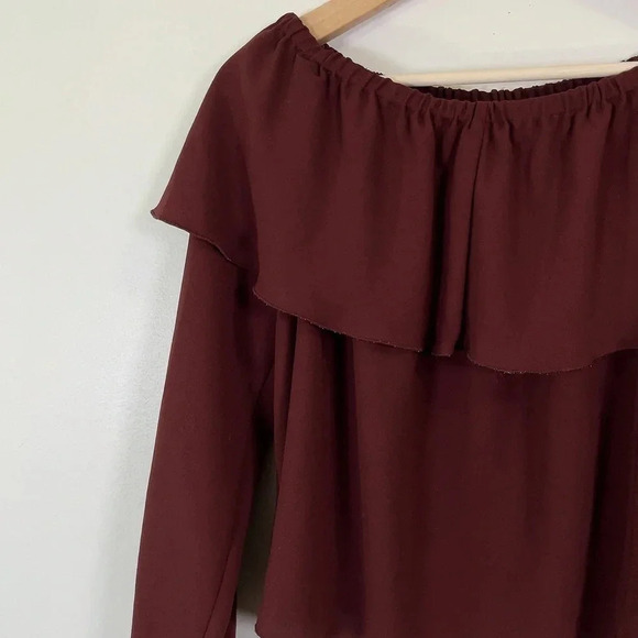 Aritzia  Wilfred Off Shoulder Long Sleeve Morel Blouse - Picture 9 of 12
